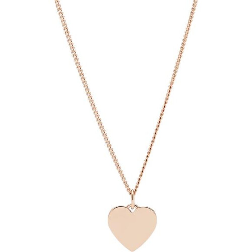 Fossil Women's Plated Stainless Steel Engravable Personalized Gift Pendant Chain